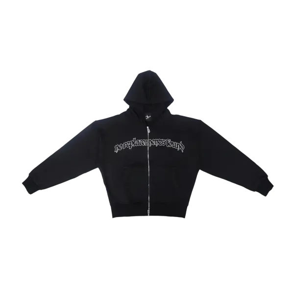 NRF : DEATHWISH ZIP HOODIE SOLID BLACK