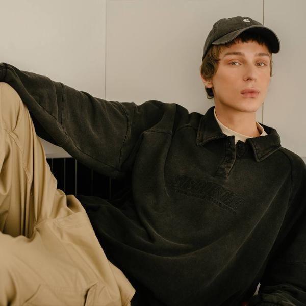 Sisburma Acid Washed Collar Sweatshirt